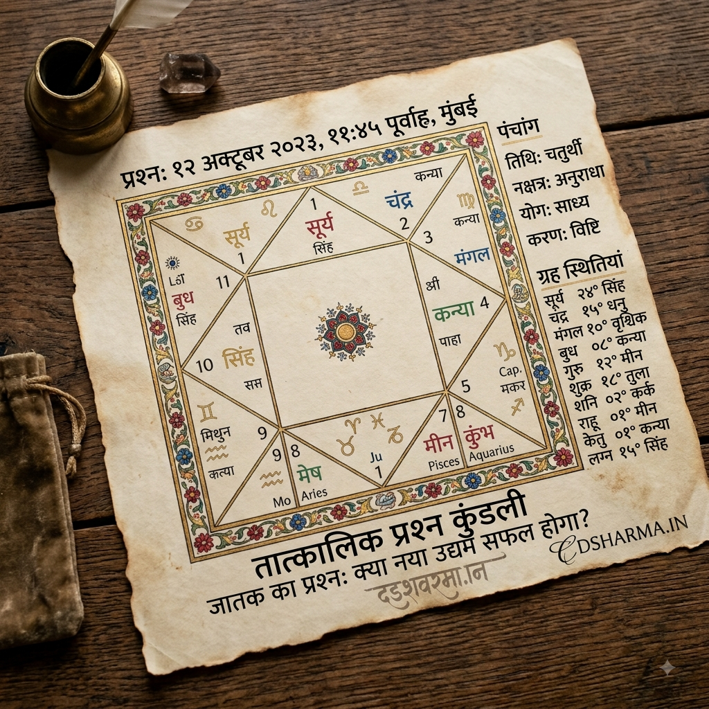 प्रश्न कुण्डली का अचूक नियम: जानिए कैसे मिलता है? तात्कालिक प्रश्नों का उत्तर।