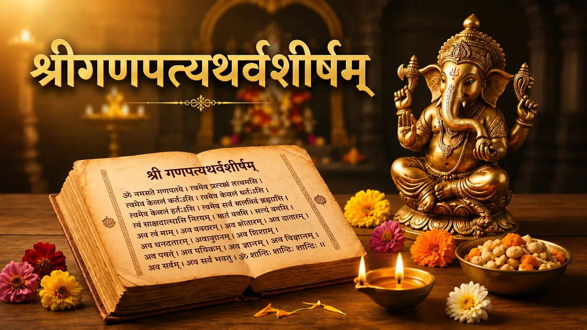 सम्पूर्ण श्रीगणपति अथर्वशीर्ष: मूल संस्कृत पाठ, शान्ति पाठ, ध्यान एवं विस्तृत फलश्रुति | cdsharma.in