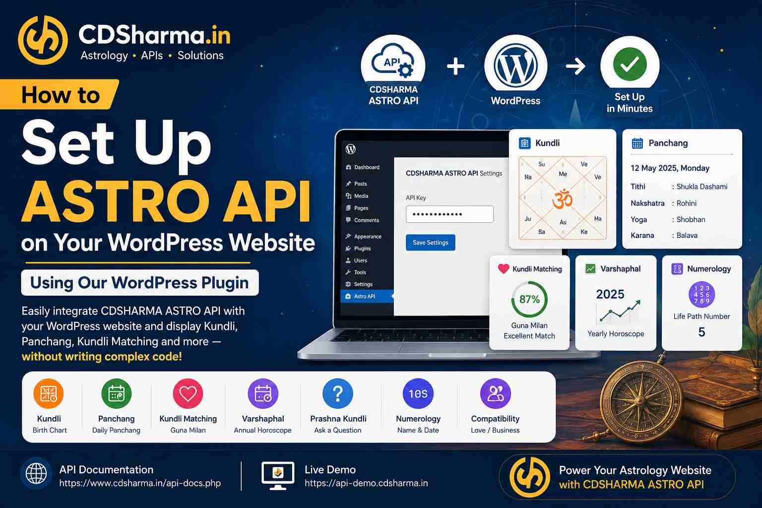 How to Set Up CDSHARMA ASTRO API on Your WordPress Website Using Our WordPress Plugin