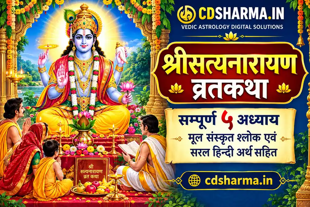 श्रीसत्यनारायण व्रतकथा: सम्पूर्ण ५ अध्याय मूल संस्कृत श्लोक एवं सरल हिन्दी अर्थ सहित | cdsharma.in 