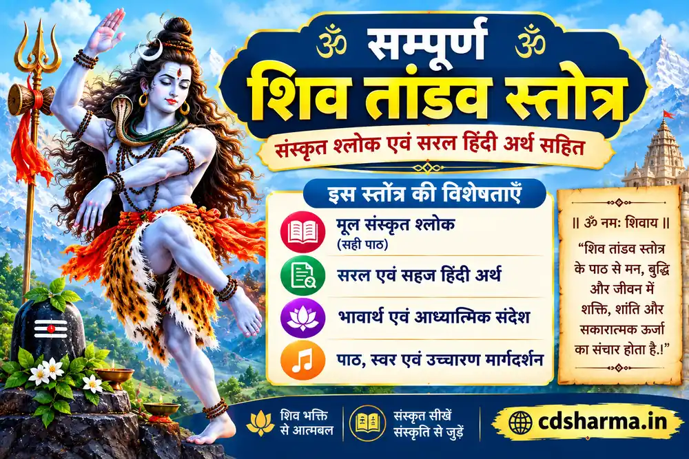 सम्पूर्ण शिव तांडव स्तोत्र संस्कृत श्लोक एवं सरल हिंदी अर्थ सहित | cdsharma.in